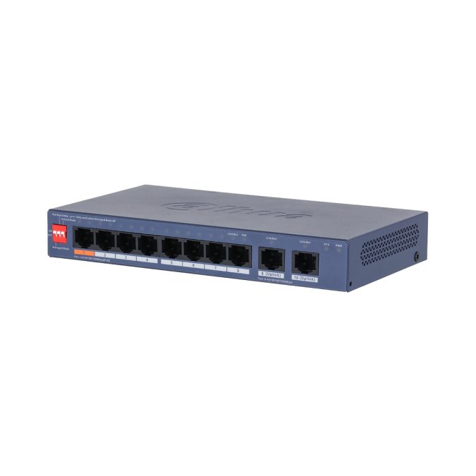 Коммутатор, Dahua, DH-CS4010-8GT-60, 190 мм  106 мм  30 мм, 10-портовый, Рабочая температура. от –10 °C до +55 °C