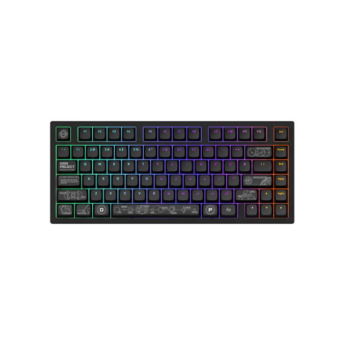 Клавиатура, Dark Project, DPKB_NOVA_81_ANSI_BLACK_UA, ALU81A Terra Nova, Игровая, Механическая, 75%, g3ms Moonstone switches, USB, 2,4 ГГц, Bluetooth, Подсветка RGB, Размер: 324 x 140 x 36 мм., Анг/Рус, Чёрный