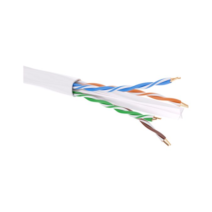Кабель витая пара, DKC, RN6UUK01WH, кат. 6 неэкранированный U/UTP, 4 пары, нг(А)-HF, цвет внешней оболочки белый, катушка 305 м, для групповой прокладки внутри помещений, внешняя оболочка из полиолефина