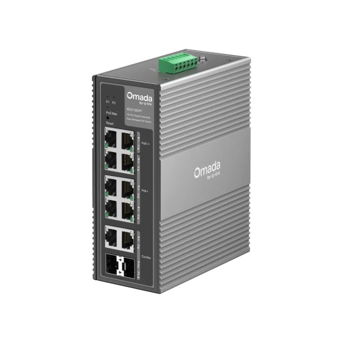 Коммутатор, TP-Link, IES210GPP, Управляемый L2, 2 порта RJ45 PoE++ 10/100/1000 Мбит/с, 6 портов RJ45 PoE+ 10/100/1000 Мбит/с, 2комбо SFP/RJ45, 802.3af/at/bt, бюджет 240 Вт