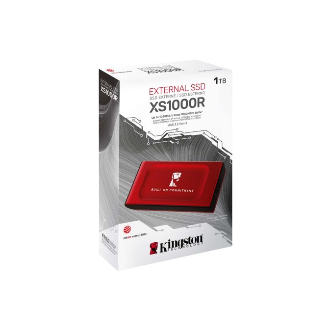 Внешний SSD диск, Kingston, XS1000, SXS1000R/1000GA, 1TB, USB-C, Красный