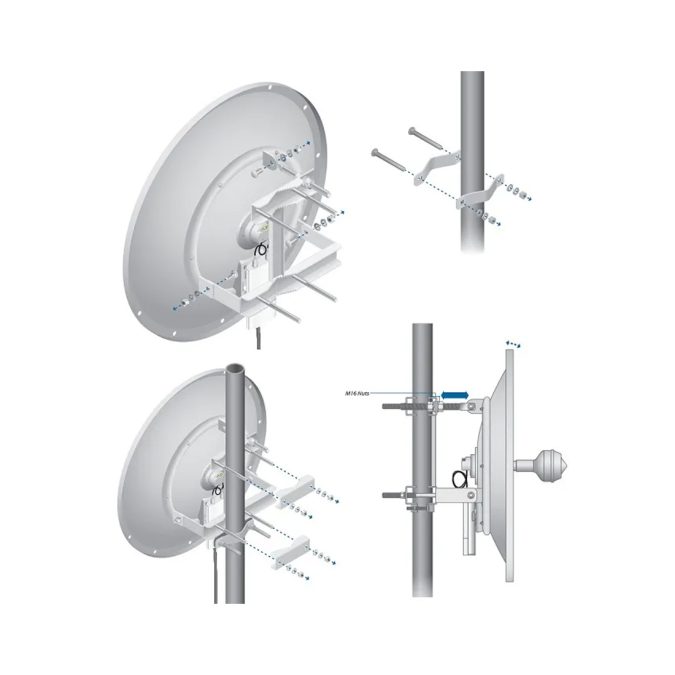 Антенна, Ubiquiti, AF-5G34-S45, airFiber X5, 34 dBi, Slant 45, параболическая, 2х2 MIMO, 5 ГГц