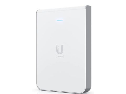 Беспроводная точка доступа, Ubiquiti, U6-IW, In-Wall, 802.11a/b/g/n/ac/ax, AX5400, 1 порт 10/100/1000 RJ45, 4 порта 10/100/1000 RJ45, 300 клиентов, PoE+ 802.3at, без адаптера питания