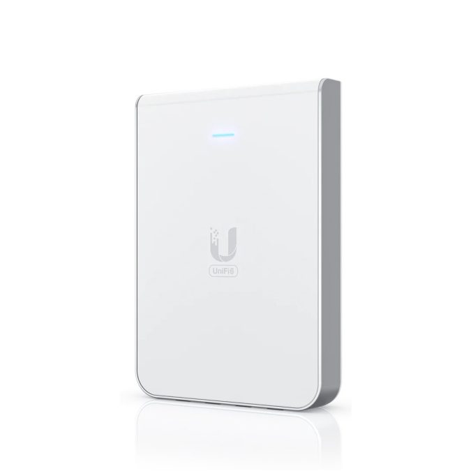 Беспроводная точка доступа, Ubiquiti, U6-IW, In-Wall, 802.11a/b/g/n/ac/ax, AX5400, 1 порт 10/100/1000 RJ45, 4 порта 10/100/1000 RJ45, 300 клиентов, PoE+ 802.3at, без адаптера питания