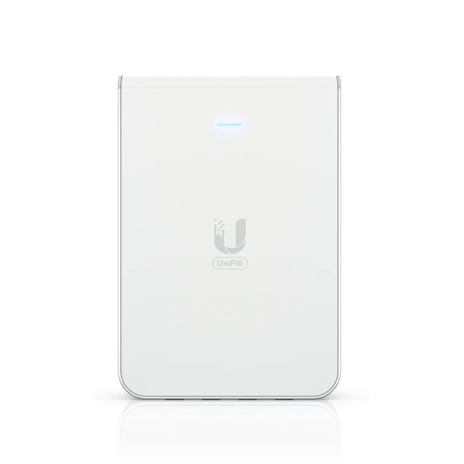 Беспроводная точка доступа, Ubiquiti, U6-IW, In-Wall, 802.11a/b/g/n/ac/ax, AX5400, 1 порт 10/100/1000 RJ45, 4 порта 10/100/1000 RJ45, 300 клиентов, PoE+ 802.3at, без адаптера питания