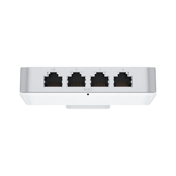 Беспроводная точка доступа, Ubiquiti, U6-IW, In-Wall, 802.11a/b/g/n/ac/ax, AX5400, 1 порт 10/100/1000 RJ45, 4 порта 10/100/1000 RJ45, 300 клиентов, PoE+ 802.3at, без адаптера питания
