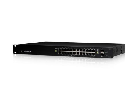 Коммутатор, Ubiquiti, ES-24-250W, EdgeSwitch, Управляемый L2+, 24 порта 10/100/1000 Mbps RJ45 PoE, 802.3af/at, бюджет 250W, 2 порта Ethernet SFP, Стоечный
