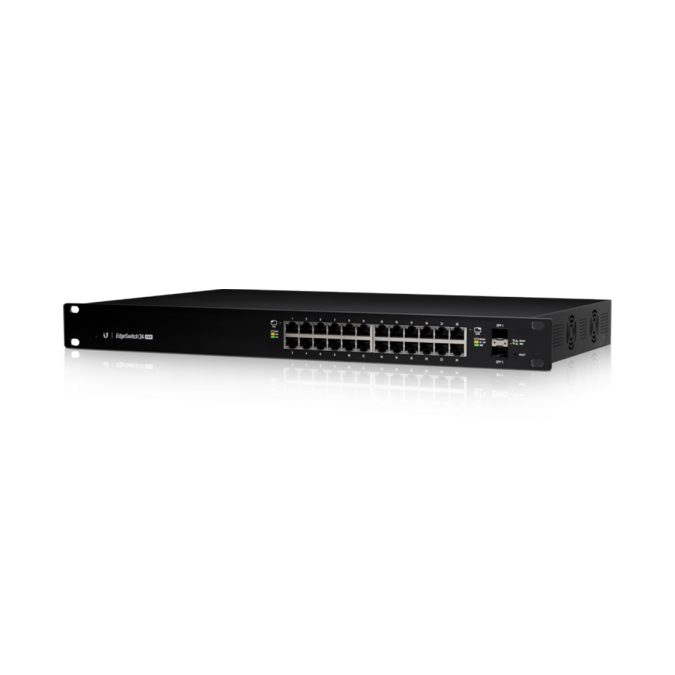 Коммутатор, Ubiquiti, ES-24-250W, EdgeSwitch, Управляемый L2+, 24 порта 10/100/1000 Mbps RJ45 PoE, 802.3af/at, бюджет 250W, 2 порта Ethernet SFP, Стоечный
