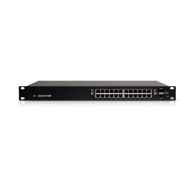 Коммутатор, Ubiquiti, ES-24-250W, EdgeSwitch, Управляемый L2+, 24 порта 10/100/1000 Mbps RJ45 PoE, 802.3af/at, бюджет 250W, 2 порта Ethernet SFP, Стоечный