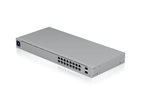 Коммутатор, Ubiquiti, USW-16-POE, Unifi Switch, Управляемый L2, 8 портов 10/100/1000 Mbps RJ45 PoE, 802.3af/at, бюджет 42W, 8 портов 10/100/1000 Мбит/с RJ45, 2 порта SFP, Стоечный