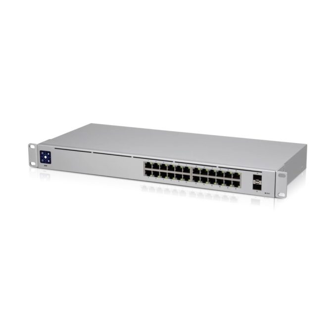 Коммутатор, Ubiquiti, USW-24, Switch, управляемый L2, 24 порта 10/100/1000 Mbps RJ45, 2 порта SFP, 1.3" тачдисплей, Стоечный