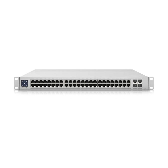 Коммутатор, Ubiquiti, USW-Enterprise-48-PoE, Unifi Switch, Управляемый L3, 48 портов 10/100/1000/2500 Mbps RJ45 PoE+, 802.3af/at, бюджет 720W, 4 порта SFP+, 1.3 сенсорный LCM, Стоечный