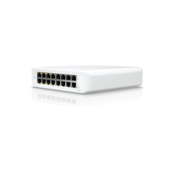 Коммутатор, Ubiquiti, USW-Lite-16-POE, Unifi Switch, Управляемый L2, 8 портов 10/100/1000 Mbps RJ45 PoE+, 802.3af/at, бюджет 45W, 8 портов 10/100/1000 Мбит/с RJ45, Настольный/настенный