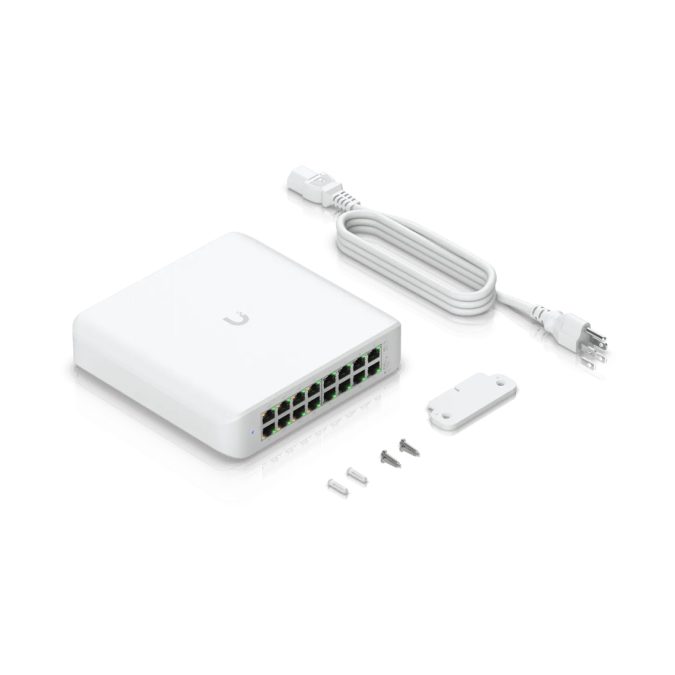 Коммутатор, Ubiquiti, USW-Lite-16-POE, Unifi Switch, Управляемый L2, 8 портов 10/100/1000 Mbps RJ45 PoE+, 802.3af/at, бюджет 45W, 8 портов 10/100/1000 Мбит/с RJ45, Настольный/настенный