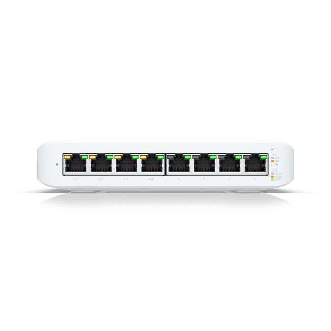 Коммутатор, Ubiquiti, USW-Lite-8-POE, Unifi Switch, Управляемый L2, 4 порта 10/100/1000 Mbps RJ45 PoE+, 802.3af/at, бюджет 52W, 4 порта 10/100/1000 Мбит/с RJ45, Настольный/настенный