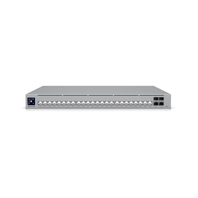 Коммутатор, Ubiquiti, USW-Pro-HD-24-PoE, Управляемый L3, 22 порта 10/100/1000/2500 Mbps RJ45 PoE++, 2 порта 1/2.5/5/10 Gbps RJ45 PoE++, 802.3af/at/bt, бюджет 600W, 4 порта SFP+, 1.3 сенсорныйLCM, Стоечный