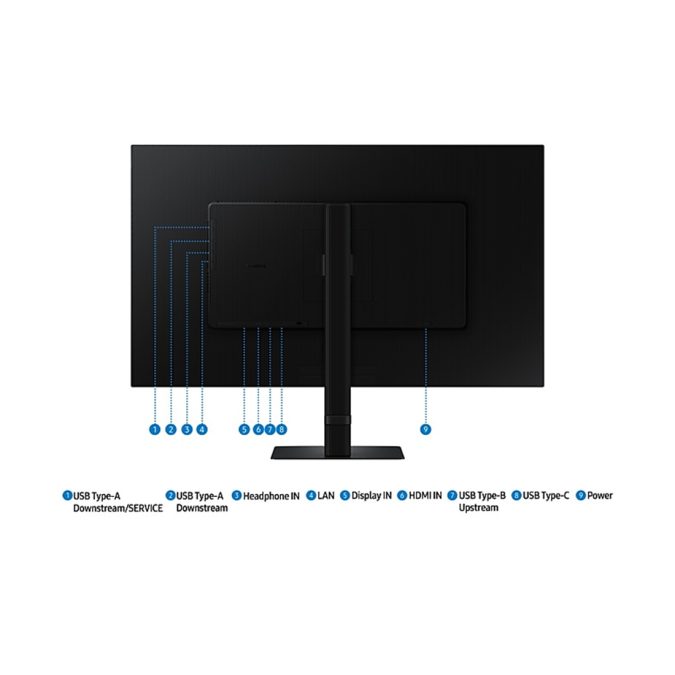 Монитор, Samsung, LS32D804UAIXCI, ViewFinity монитор S8 4K UHD, 32”, 3840x2160, VA, 60 Гц, 16:9, 350 кд/м2, 3000:1, 5 мс, 178/178, 1.07 млрд., DP*1, HDMI*1, USB-C*1, Аудиопорт*1, VESA 100*100 мм, Регулировка высоты/наклона/вращения/поворота, кабели HDMI/USB-C в комплекте, Черный
