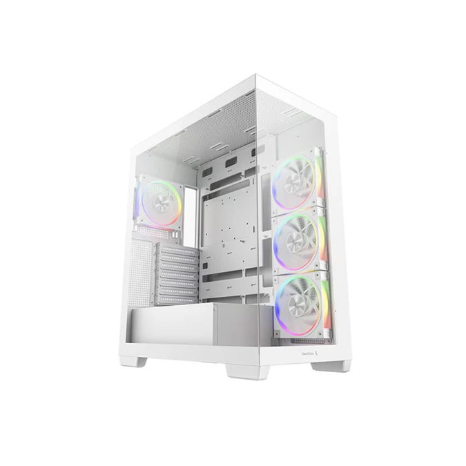 Компьютерный корпус, Deepcool, CG580 4F V2 WH R-CG580-WHADA4-G-2, ATX/Micro ATX/Mini-ITX, USB 3.1*1/3.0*2, HD-Audio, 4*120мм ARGB, Высота процессорного кулера до 176мм, Длина VGA до 410мм (до 262 мм с радиатором), 2*3.5"/2*2.5", Сталь 0,6, 437х235х501мм, Без Б/П, Белый