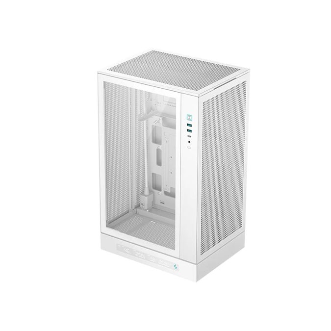 Компьютерный корпус, Deepcool, CH270 DIGITAL WH R-CH270-WHNDM0-G-1, Micro ATX/Mini-ITX, Type C*1/USB 3.0*2, HD-Audio+Mic, Высота процессорного кулера до 174мм, Длина VGA до 388/413мм, 1*3.5"/1*2.5", Сталь 0,6, 296x225x486мм, Без Б/П, Белый
