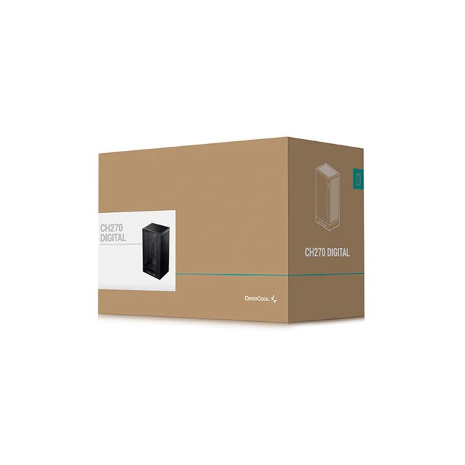 Компьютерный корпус, Deepcool, CH270 DIGITAL R-CH270-BKNDM0-G-1, Micro ATX/Mini-ITX, Type C*1/USB 3.0*2, HD-Audio+Mic, Высота процессорного кулера до 174мм, Длина VGA до 388/413мм, 1*3.5"/1*2.5", Сталь 0,6, 296x225x486мм, Без Б/П, Черный