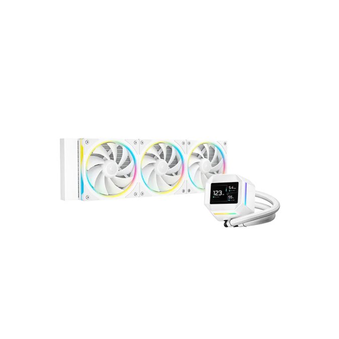 Кулер с водяным охлаждением, Deepcool, LM360 WH, Intel 1851/1700/1200/115х и AMD AM5/AM4/, TDP 300W, 3*120мм FD12 ARGB, 600-2400 RPM±10%, 72,04CFM, 38,71 dB(A), Белый