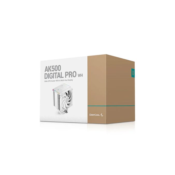Кулер для процессора, Deepcool, AK500 DIGITAL PRO WH, Intel 20хх/1851/1700/1200/115х и AMD AM5/AM4, 240W, 120мм, 500-1750±10%/об/м, 60,89 CFM, 25 dB(A), 4 pin PWM/9 pin(USB 2.0)/3pin (+5V-D-G ARGB), 129х117х162мм, Белый