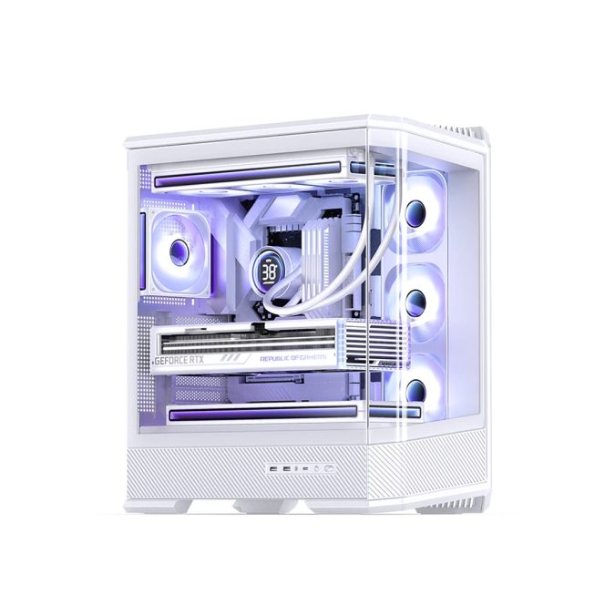 Компьютерный корпус, Jonsbo, D400 White, Mid-Tower, ATX/M-ATX/m-ITX, Type-C*1/USB3.0*2, Audio+Mic, Высота процессорного кулера до 169 мм, Длина VGA до 450 мм, 2*2.5"/1*3,5", Сталь, Пластик, Закаленное стекло, 488*239*514, Без Б/П, Белый