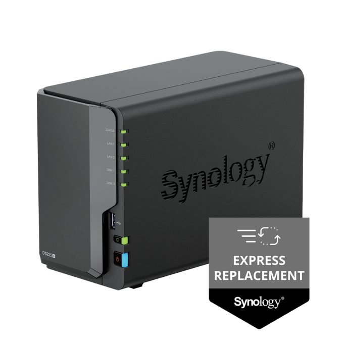 Система хранения данных (сервер), Synology, DS225+, Celeron J4125, 2GB, RJ-45 1GbE, RJ-45 2,5GbE (express replacement)
