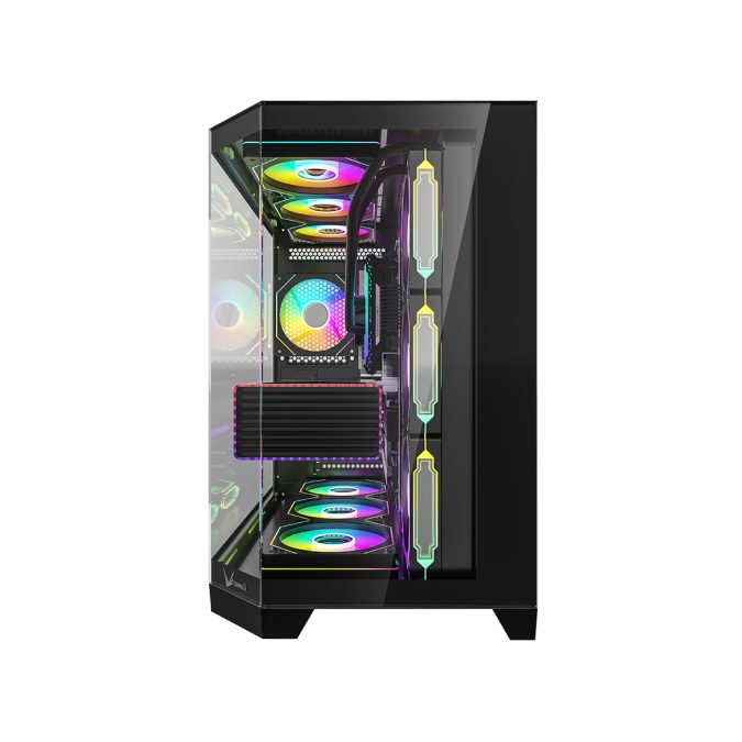 Компьютерный корпус, Formula V, Crystal Z6 Floe Black, ATX/micro ATX, USB Type C/3.0*2, HD-Audio, Кулер 4*120мм Floe ARPW, Высота процессорного кулера до 165мм, Длина VGA до 410мм, 2*3.5"/2*2.5", Толщина 0,6мм, 425x280x435мм, Без Б/П, Чёрный