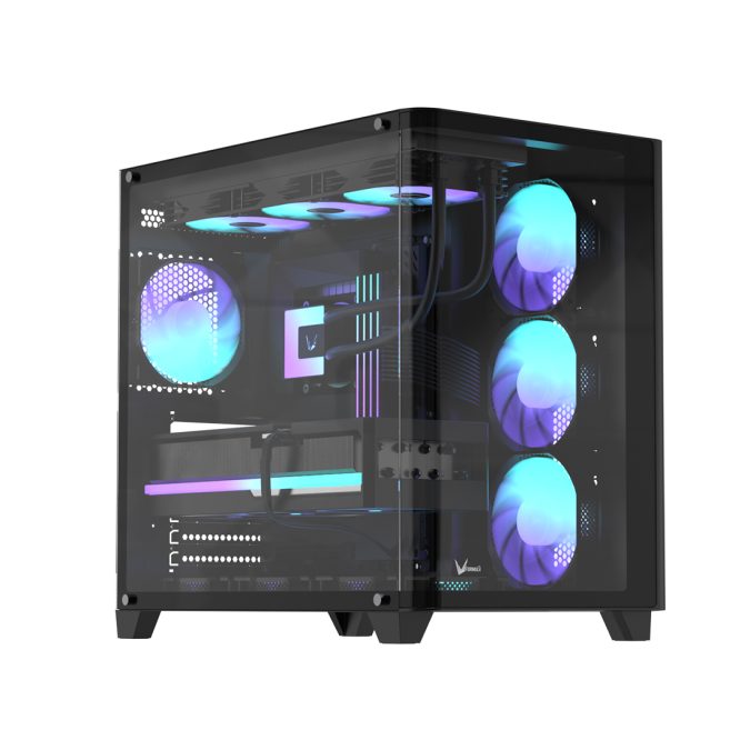 Компьютерный корпус, Formula V, Crystal U2 Floe Black, ATX/micro ATX/mini-ITX, USB Type C/3.0/2.0, HD-Audio, Кулер 4*120мм Floe ARPW, Высота процессорного кулера до 160мм, Длина VGA до 410мм, 2*3.5"/2*2.5", Толщина 0,5мм, 450x280x435мм, Без Б/П, Чёрный