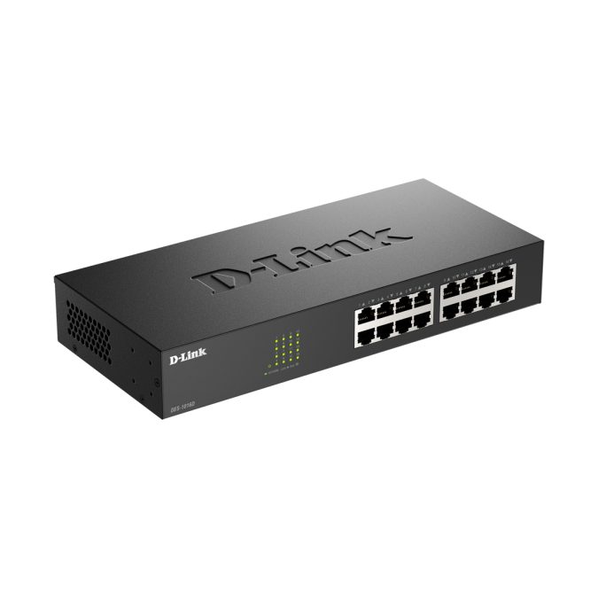 Коммутатор, D-Link, DES-1016D/I1A, Неуправляемый, 16 портов 10/100M RJ45, Корпус металл, 1U