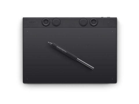 Графический планшет, Wacom, Intuos Pro pen tablet medium (PTK670K0B), Разрешение 5080 lpi, Чувствительность к нажатию 8192, 6 программируемых клавиш, Размер 291 x 206 x 4-7 мм, Чёрный