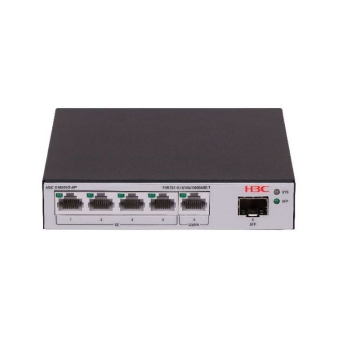 Коммутатор, H3C, LS-1600V2-6P-GL, управляемый L2, 5*10/100/1000BASE-T RJ45 , 1*1G SFP
