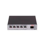 Коммутатор, H3C, LS-1600V2-6P-HPWR-GL, управляемый L2, 4*10/100/1000BASE-T RJ45 PoE+, 1*10/100/1000BASE-T RJ45, 1*1G SFP, 15.4W (802.3af) на 4 порта, 30W (802.3at) на 2 порта, Total PoE 73W, настольный