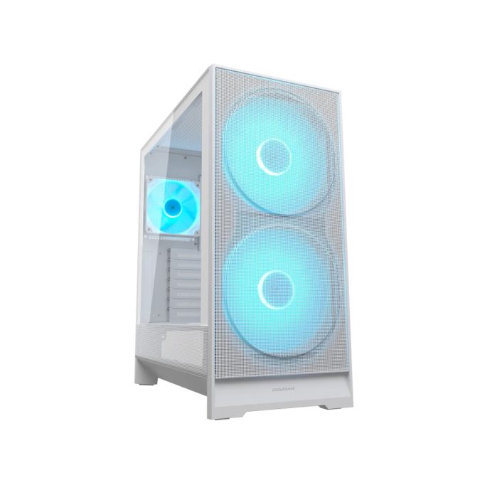 Компьютерный корпус, Cougar, Airface 180 WH, ATX/Micro ATX/Mini ITX/CEB, USB 3.0*2/Type-C, 4 Pole Headset Audio, RGB button, Кулер 2*18см RGB/1*12см ARGB PWM, Высота процессорного кулера до 170 мм, Длина VGA до 340мм, 2*3.5"/1+1*2.5", Толщина 0,6мм, 483x220x410мм, Без Б/П, Белый