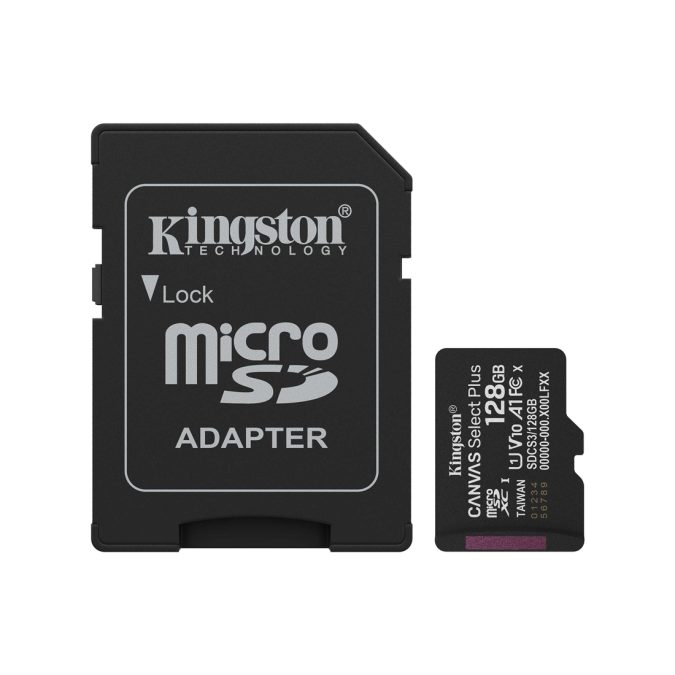 Карта памяти, Kingston, SDCS3/128GB, MicroSDXC 128GB, Canvas Select Plus, A1, U1, V10, c адаптером SD