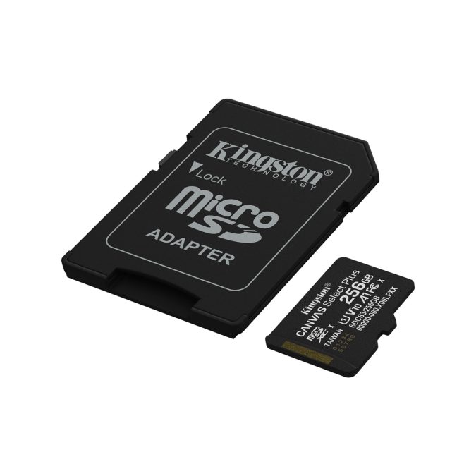 Карта памяти, Kingston, SDCS3/256GB, MicroSDXC 256GB, Canvas Select Plus, A1, U1, V10, c адаптером SD