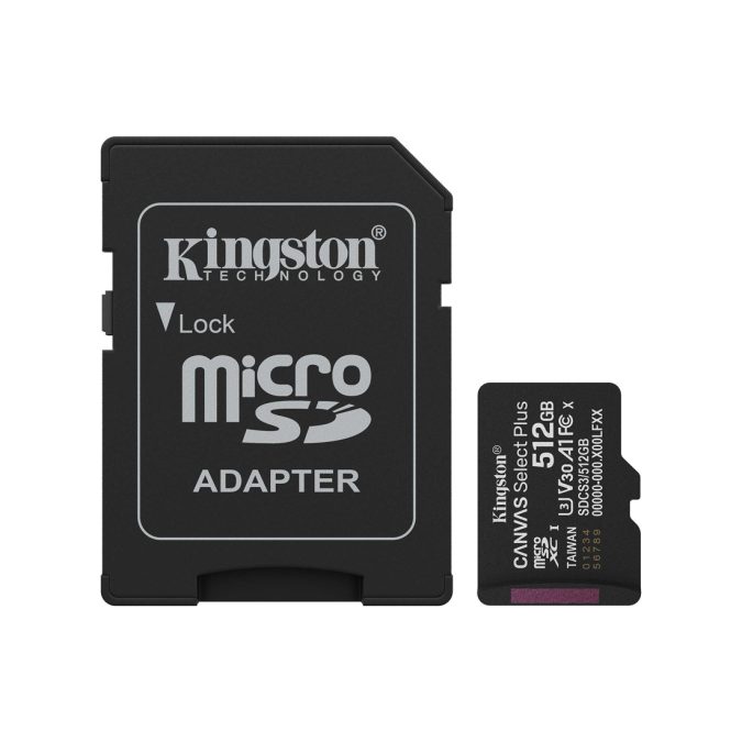 Карта памяти, Kingston, SDCS3/512GB, MicroSDXC 512GB, Canvas Select Plus, A1, U3, V30, c адаптером SD