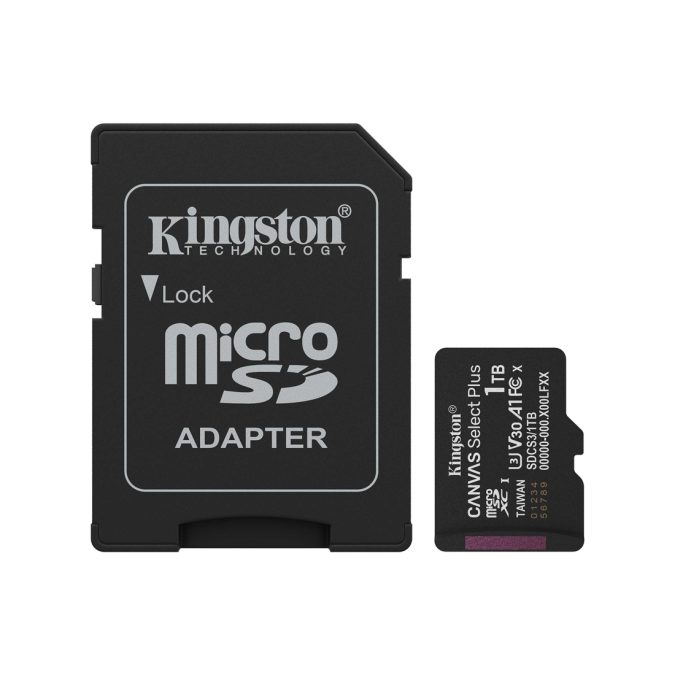 Карта памяти, Kingston, SDCS3/1TB, MicroSDXC 1TB, Canvas Select Plus, A1, U3, V30, c адаптером SD