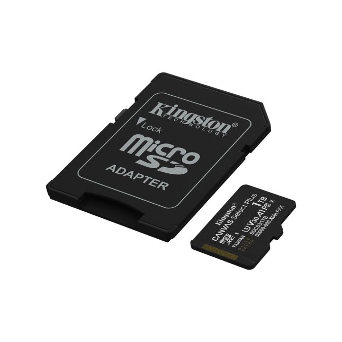 Карта памяти, Kingston, SDCS3/1TB, MicroSDXC 1TB, Canvas Select Plus, A1, U3, V30, c адаптером SD