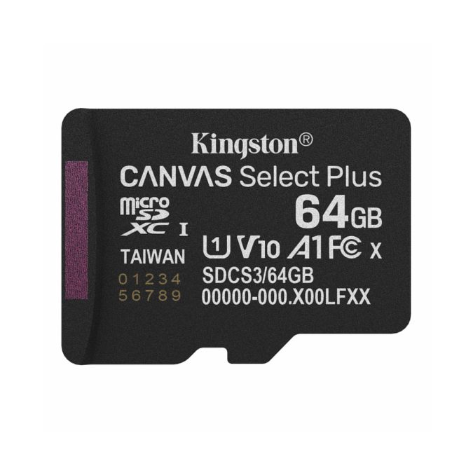 Карта памяти, Kingston, SDCS3/64GBSP, MicroSDXC 64GB, Canvas Select Plus, A1, U1, V10, без адаптера SD