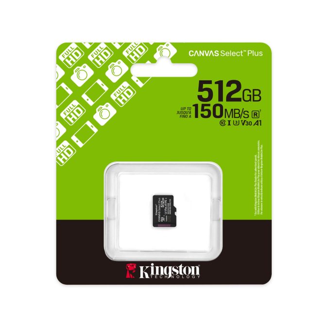 Карта памяти, Kingston, SDCS3/512GBSP, MicroSDXC 512GB, Canvas Select Plus, A1, U3, V30, без адаптера SD