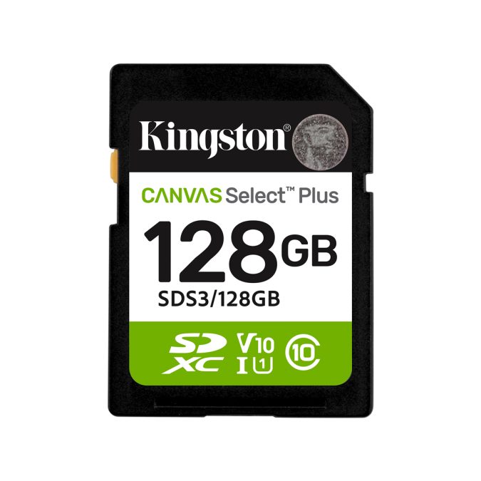 Карта памяти, Kingston, SDS3/128GB, SDXC 128GB, Canvas Select Plus, C10, UHS-I, U1, V10