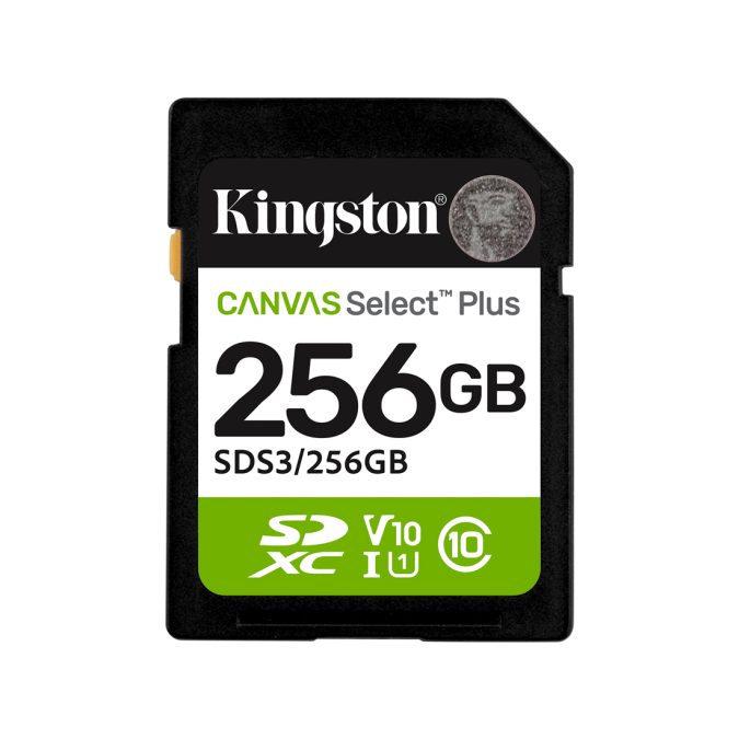 Карта памяти, Kingston, SDS3/256GB, SDXC 256GB, Canvas Select Plus, C10, UHS-I, U1, V10