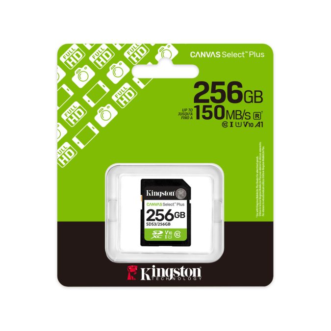Карта памяти, Kingston, SDS3/256GB, SDXC 256GB, Canvas Select Plus, C10, UHS-I, U1, V10
