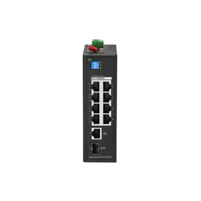 Коммутатор, BDCOM, IES200-LSTW1108P, Неуправляемый, 8 портов 10/100М RJ45, PoE 802.3af/at, бюджет 240W, 1 порт SFP, 1 порт GE RJ45, DC 48-55В, -40+75°C, DIN-rail, без блока питания