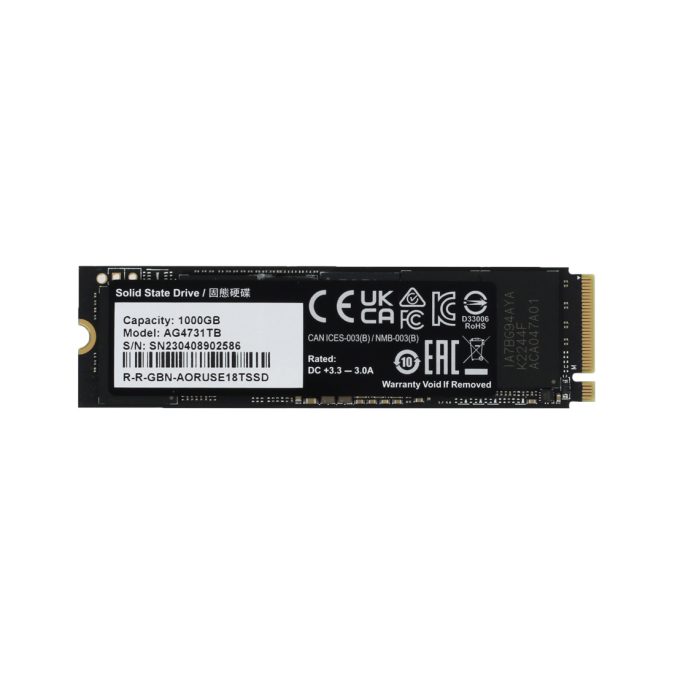Твердотельный накопитель SSD, Gigabyte, AORUS 7300 AG4731TB N, 1TB, M.2 2280, PCI-E 4.0x4, NVMe 7300/6000 Мб/с w/o heat spreader