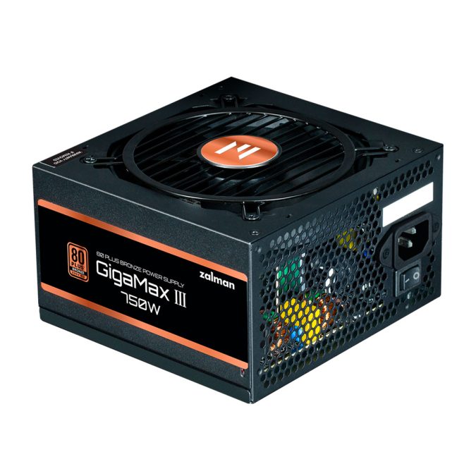 Блок питания, Zalman, ZM750-GV3, 750W, Bronze, ATX3.1, APFC, 20+4 pin, 2*4+4pin, 6*Sata, 3*Molex, 4*PCI-E 6+2 pin, 1*PCI-E 12+4pin, Вентилятор 12см, 150*140*86 мм, Черный