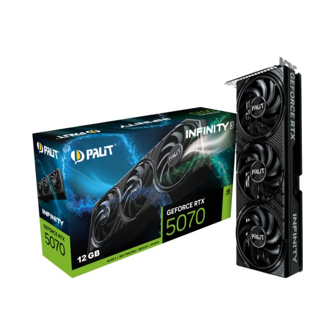 Видеокарта, PALIT, RTX5070 INFINITY 3 12GB (4710562245097), (NE75070019K9-GB2050S), GDDR7, 192bit, 3-DP, HDMI, 291.9*116.6*41.3 мм, Цветная коробка