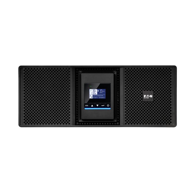 Источник бесперебойного питания, Eaton, 9SX11KIRT4UG2, Онлайн, Стоечный 19" 4U, Мощность 11000ВА/11000Вт, Диапазон работы AVR: 176-276В (с возможностью регулировки до 100-276В), Бат.: 12В/7 Ач*20шт., Чистая синусоида, 13 вых.: 8 IEC C13 (10А), 4 IEC C19 (16А) и Клеммная колодка, Smart, USB-B, RS232, SNMP слот, LCD, ABM, Цвет Чёрный